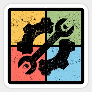 Mechanics Pop Art Design - Retro Tools and Gears Sticker